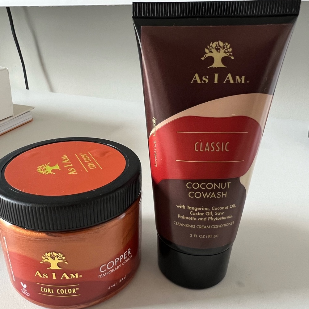 As I Am curl color in copper and coconut cowash.